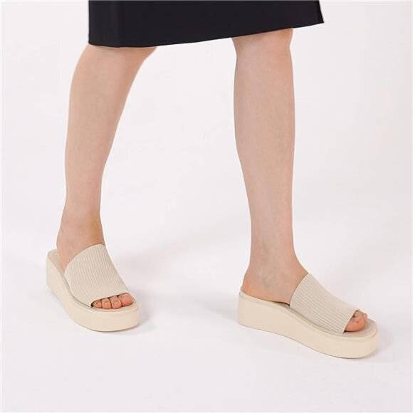 Athlefit Women's Slip On Platform Sandals Comfortable Open Toe Flatform Chunky - Picture 6 of 7